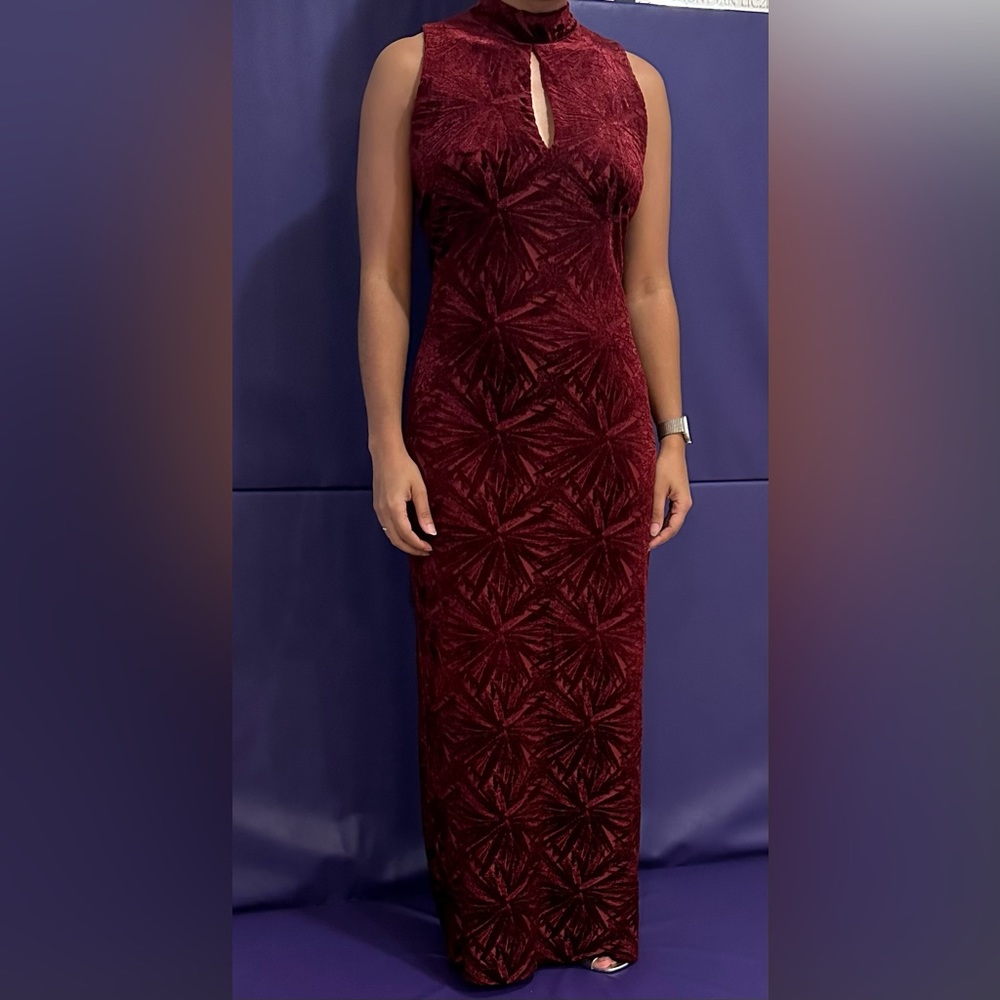 Paul Costelloe Dressage 💕 Wine Velvet Long Prom Formal Dress in US 12